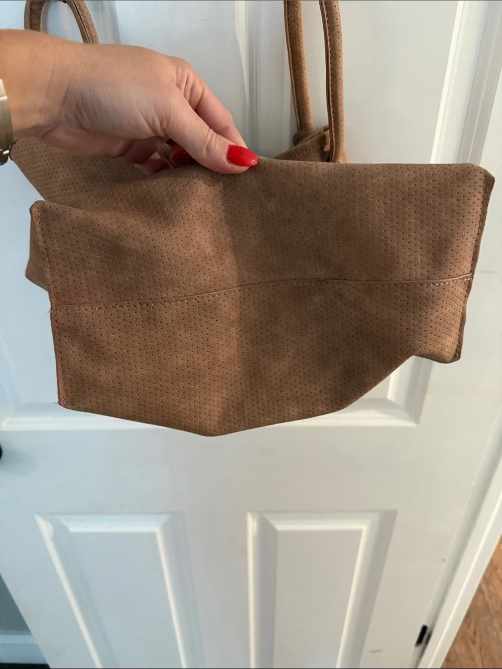 Anthropologie Classic Suede Tote Bag in Mauve